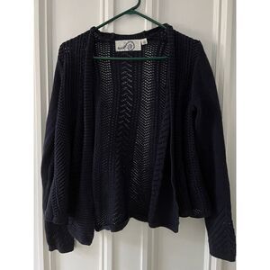 Rosie Neina navy blue loose knit cardigan sweater S